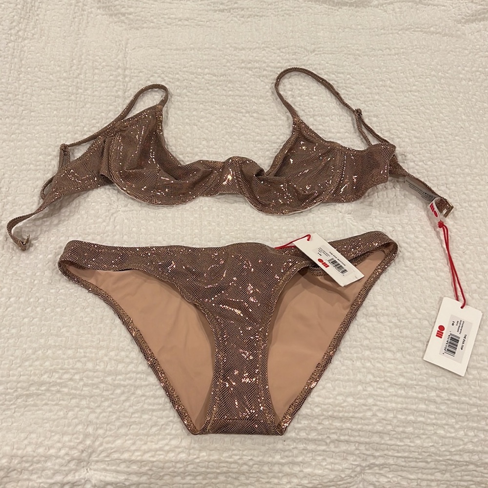 NWT SOLID & STRIPED Eva Metallic Bikini